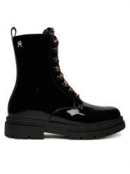 Tommy Hilfiger Trzewiki T4A5-34026-0775 D Czarny. Czarne botki TOMMY HILFIGER, bez wzorów, ze skóry, bez obcasa, na płaskiej podeszwie, bez zapięcia. Za 729.99 zł.