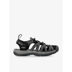 Sandały turystyczne damskie Keen Whisper. Czarne sandały Keen, bez wzorów, sportowe, bez obcasa, bez zapięcia. Za 277.99 zł.