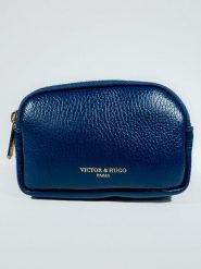 Victor & Hugo Paris Skórzany portfel "Gema" w kolorze niebieskim - 15 x 10 x 5 cm rozmiar: onesize. Niebieskie portfele Victor & Hugo Paris, bez wzorów, z materiału. Za 212.80 zł.