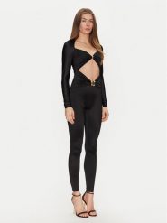 Elisabetta Franchi Kombinezon TU-043-51E2-V500 Czarny Slim Fit. Czarne sukienki Elisabetta Franchi, bez wzorów, z syntetyku, bez kołnierzyka, bez ramiączek. Za 1,289.00 zł.