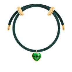 Bransoletka Liana butelkowozielona z pozłacanym sercem z zielonym kryształem. Zielone bransoletki Lilou, pozłacane. Za 238.00 zł.