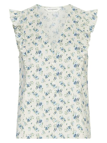 MOSS COPENHAGEN Bluzka w kolorze kremowym rozmiar: L. Brązowe bluzki Moss Copenhagen, l, bez wzorów, bez kołnierzyka, bez ramiączek. Za 219.95 zł.