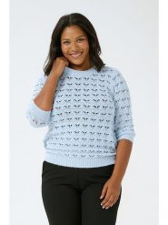 Kaffe Sweter "Elena" w kolorze błękitnym rozmiar: XL. Niebieskie swetry Kaffe, xl, bez wzorów, bez ramiączek. Za 100.99 zł.