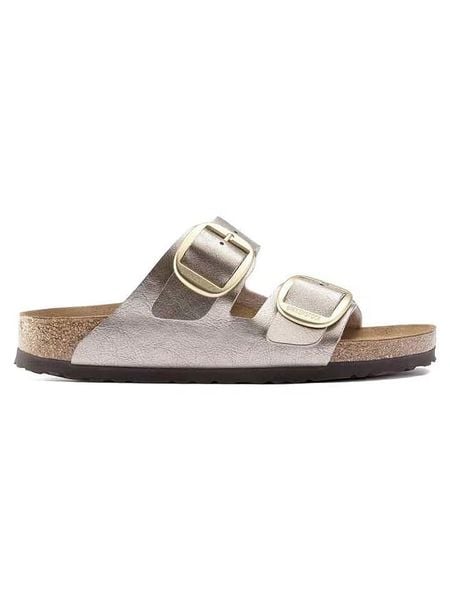 Birkenstock Klapki "Arizona" w kolorze beżowym rozmiar: 41. Brązowe klapki Birkenstock, bez wzorów, z otwartym noskiem, bez obcasa. Za 339.95 zł.