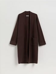 Kardigan z kieszeniami - brązowy. Brązowe kardigany Reserved, l, bez wzorów, z dzianiny. Za 159.99 zł.
