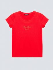 BIG STAR Koszulka w kolorze czerwonym rozmiar: S. Czerwone bluzki Big Star, s, bez wzorów, z bawełny, retro, bez kołnierzyka, bez ramiączek. Za 37.99 zł.