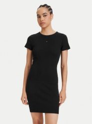 Tommy Jeans Sukienka letnia Flag DW0DW22613 Czarny Slim Fit. Czarne sukienki Tommy Jeans, na lato, s, bez wzorów, z bawełny, bez kołnierzyka, bez ramiączek. Za 289.99 zł.