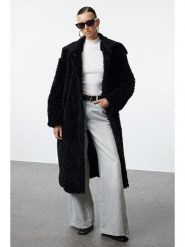 Trendyol Płaszcz pluszowy w kolorze czarnym rozmiar: 38. Czarne płaszcze Trendyol, bez wzorów, z puchu, bez kaptura. Za 239.29 zł.