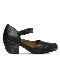 Półbuty Fly London. Czarne czółenka Fly London, bez wzorów, bez obcasa, na obcasie, bez zapięcia. Za 549.99 zł.