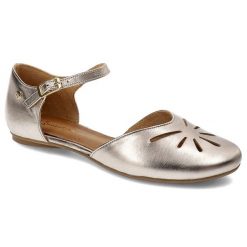 Złote Sandały Maciejka Eleganckie Buty Damskie. Żółte sandały Maciejka, bez wzorów, ze skóry, eleganckie, bez obcasa, na płaskiej podeszwie, bez zapięcia. Za 259.00 zł.