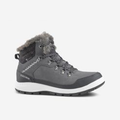 Buty turystyczne damskie Quechua SH900 Mid skóra wodoodporne. Szare trekkingi QUECHUA, z kauczuku, przed kolano, trekkingowe. W wyprzedaży za 199.99 zł.