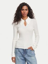 HUGO Sweter Sdropa 50562687 Kremowy Slim Fit. Białe swetry Hugo, xs, bez wzorów, z lyocellu, bez ramiączek. Za 724.99 zł.