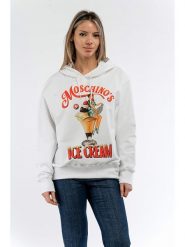Moschino Bluza w kolorze białym rozmiar: 40. Białe bluzy MOSCHINO, bez wzorów, z bawełny, z kapturem. Za 607.95 zł.