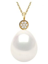 Pearline Złoty naszyjnik z diamentami i perłą - dł. 42 cm rozmiar: onesize. Białe naszyjniki Pearline, z diamentem, złote. Za 1,174.99 zł.