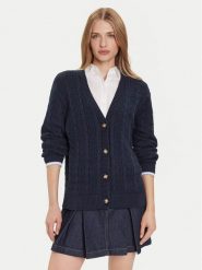 Tommy Jeans Kardigan Cable DW0DW21681 Granatowy Relaxed Fit. Niebieskie kardigany Tommy Jeans, s, bez wzorów, z bawełny. Za 519.99 zł.