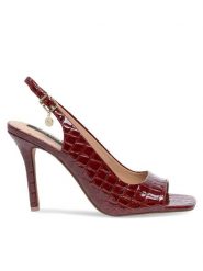Nine West Sandały FF-1065 Czerwony. Czerwone sandały Nine West, bez wzorów, z syntetyku, bez obcasa, na szpilce, bez zapięcia. Za 239.99 zł.