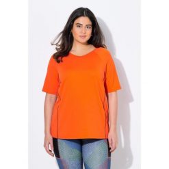 Damskie T-shirt ochrona UV 50+ dekolt w serek rękaw 1/2. Czerwone koszulki sportowe Ulla Popken, bez wzorów, z elastanu, bez ramiączek. Za 179.99 zł.