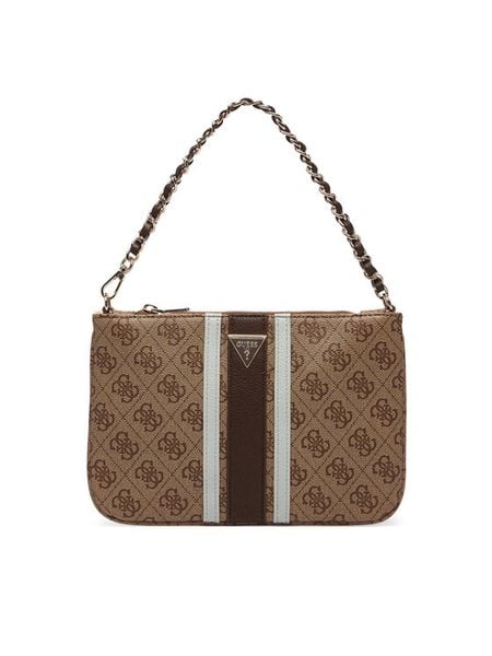 Guess Torebka PW7583 P6474 Brązowy. Brązowe kopertówki Guess, z aplikacjami, ze skóry, bez dodatków. Za 264.99 zł.