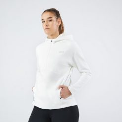Bluza tenisowa z kapturem na krótki suwak Artengo Soft Dry 900. Białe bluzy ARTENGO, l, bez wzorów, z materiału, z kapturem. W wyprzedaży za 109.99 zł.