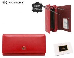 Portfel damski ROVICKY RPX-20A-ML RED czerwony. Czerwone portfele ROVICKY, bez wzorów, ze skóry. Za 60.80 zł.