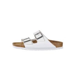 Klapki damskie Birkenstock Arizona Bf. Białe klapki Birkenstock, bez wzorów, z materiału, bez obcasa. Za 515.00 zł.