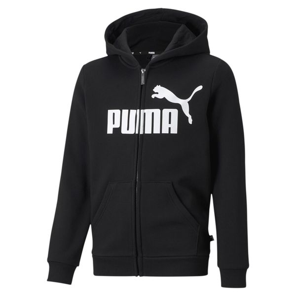 Młodzieżowa bluza z kapturem z dużym logo Essentials PUMA Black. Czarna bluzy Puma, m, bez wzorów, z kapturem. W wyprzedaży za 152.95 zł.