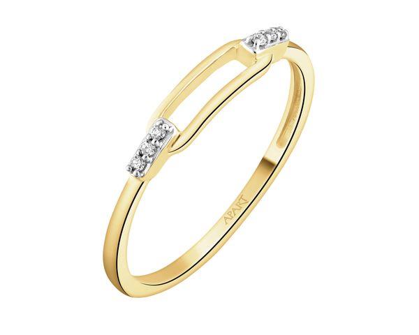 Pierścionek z żółtego złota z diamentami - 0,02 ct - próba 375. Żółte pierścionki Apart, z diamentem, złote. Za 869.00 zł.