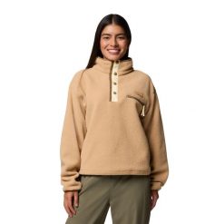 Bluza polarowa damska Columbia Helvetia II Cropped Half Snap Fleece. Brązowe bluzy Columbia, xl, bez wzorów, z polaru, bez kaptura. Za 219.99 zł.