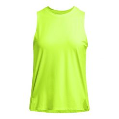 Damski tank top Under Armour Launch Elite. Żółte topy Under Armour, bez wzorów, z tkaniny, bez kołnierzyka, bez ramiączek. Za 276.50 zł.