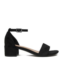 Sandały JENNY. Czarne sandały Jenny, bez wzorów, bez obcasa, na słupku, bez zapięcia. Za 119.99 zł.