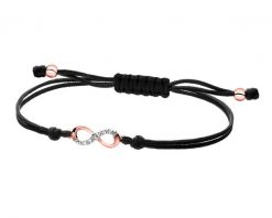 Bransoletka z elementami z różowego złota i diamentem - nieskończoność - 0,004 ct - próba 585. Czerwone bransoletki Apart, z diamentem, złote. Za 869.00 zł.