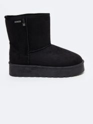 Śniegowce damskie na podwyższonej podeszwie wsuwane czarne OO274898 906. Czarne trapery i śniegowce Big Star, z futra. W wyprzedaży za 119.99 zł.
