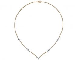 Naszyjnik z żółtego złota z brylantami - 43 cm - 0,28 ct - próba 585. Żółte naszyjniki Apart, z brylantem, złote. Za 14,590.00 zł.