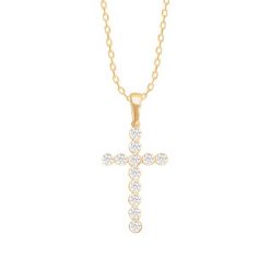 Naszyjnik ze złota próby 375 z zawieszką w kształcie krzyża o wielkości 2 cm na łańcuszku Forza. Żółte naszyjniki Lilou, z cyrkonią, złote. Za 746.00 zł.