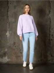 Jeansy straight mid waist - niebieski. Niebieskie jeansy Sinsay, l, bez wzorów. Za 69.99 zł.