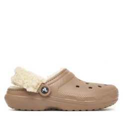 Klapki Crocs. Brązowe klapki Crocs, bez wzorów, bez obcasa. Za 259.99 zł.