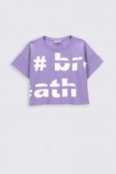 T-shirt z krótkim rękawem CROP TOP. T-shirty MOKIDA, bez wzorów, bez kołnierzyka, bez ramiączek. W wyprzedaży za 9.90 zł.
