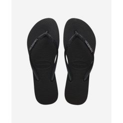 Klapki damskie Havaianas Slim Glitter II. Czarne klapki Havaianas, bez wzorów, bez obcasa. Za 229.50 zł.