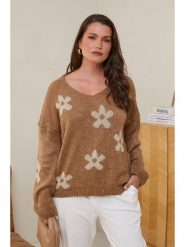 Curvy Lady Sweter w kolorze jasnobrązowym rozmiar: 44/46. Brązowe swetry Curvy Lady, bez wzorów, ze splotem, bez ramiączek. Za 118.84 zł.