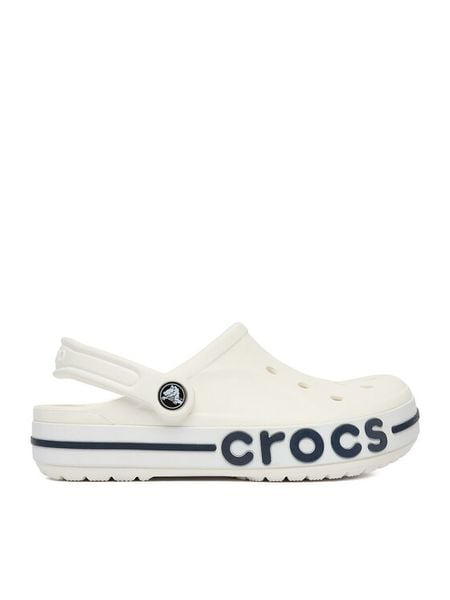 Crocs Klapki Bayaband Clog 205089-126 Biały. Białe klapki Crocs, bez wzorów, z tworzywa sztucznego, bez obcasa. Za 229.99 zł.