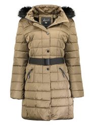 Geographical Norway Płaszcz pikowany "Anemone" w kolorze szarobrązowym rozmiar: XXL. Brązowe płaszcze Geographical Norway, xxl, bez wzorów, z tkaniny, bez kaptura. Za 297.97 zł.