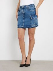 Guess Spódnica jeansowa W4YD52 D5B65 Niebieski Regular Fit. Niebieskie spódnice Guess, z aplikacjami, z bawełny. Za 239.99 zł.