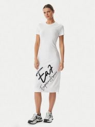 EA7 Emporio Armani Sukienka codzienna 7W001062 AF10373 U0002 Biały Regular Fit. Białe sukienki EA7 Emporio Armani, na co dzień, xs, bez wzorów, z bawełny, bez kołnierzyka, bez ramiączek, proste. Za 359.99 zł.