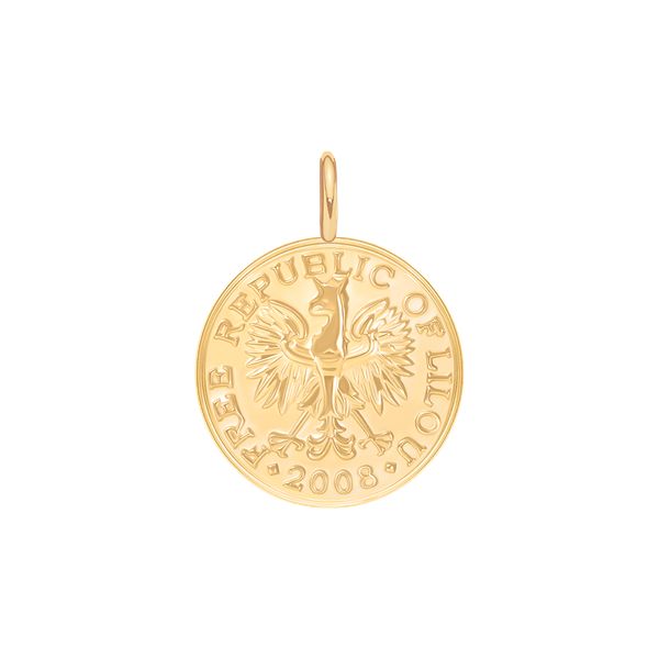 Zawieszka wisząca Moneta, 1,5 cm, PO. Brązowe bransoletki Lilou, pozłacane. Za 129.00 zł.