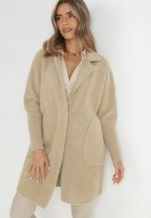 Beżowy Płaszcz z Bawełną Oversize Klepheia. Brązowe płaszcze Born2be, bez wzorów, z bawełny, bez kaptura. Za 169.99 zł.