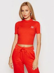 Puma Bluzka Classics Mock Neck 530229 Czerwony Slim Fit. Czerwone bluzki Puma, xl, bez wzorów, z bawełny, bez kołnierzyka, bez ramiączek. Za 59.99 zł.