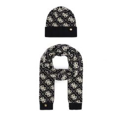 Zestaw szalik i czapka Guess. Czarne czapki Guess, z aplikacjami. Za 294.99 zł.