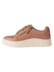 Clarks Skórzane sneakersy "Mykah Joy" w kolorze jasnobrązowym rozmiar: 39. Brązowe trampki Clarks, bez wzorów, bez zapięcia. Za 169.95 zł.