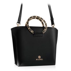 Wizytowa torebka damska MILEY BETLEWSKI® czarny. Czarne torby na ramię bez wzorów, ze skóry ekologicznej, eleganckie, na ramię, bez dodatków. Za 159.99 zł.