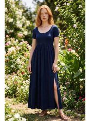 SOULSHAE Sukienka w kolorze granatowym rozmiar: XXL/3XL. Niebieskie sukienki SOULSHAE, xl, bez wzorów, z wiskozy, bez kołnierzyka, bez ramiączek, maxi. Za 157.45 zł.